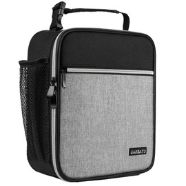 CARBATO Lunch Bag, Durable Insulated Lunch Box Reusable Adults Tote Bag Lunch Box Durable Reusable for Adults (Black-Light Gray)