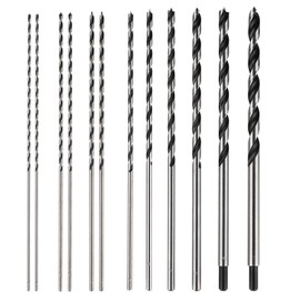 Extra Long 12" Brad Point Wood Drill Bit Set 12PCS (1/8"-1/2") Carbon Steel Long Drill Bits for Wood, Hardwood, Plywood, Plastic