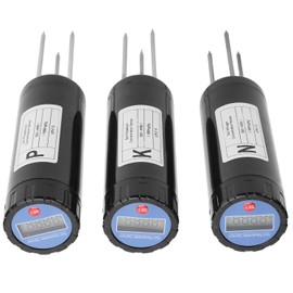 AMONIDA Probador de Suelo, Medidor de Nutrientes con Sensor NPK con Pantalla LCD y Sonda de Alta Sensibilidad, para Jardinería, Granja, Césped, Uso Interior y Exterior