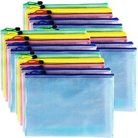 AUSTARK 20Pcs Zipper File Bags, Zippered Pouch, PVC Document Bag Zipper Folders Document Pouch Receipts Organizer for Office School Home Travel (B4 Size 15 x 1 Inches, Multicolored)