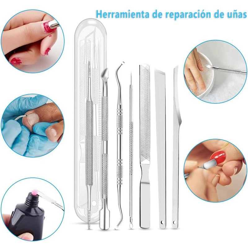 Kit de Herramientas para Uñas Encarnadas, 7PCS Set de Manicura