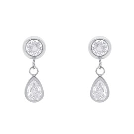 Amor Stud Earrings for Women, Stainless Steel, Synthetic Zirconia, Stainless Steel, Cubic Zirconia