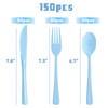 joy akkess 150 Pack Blue Plastic Silverware, Light Blue Plastic