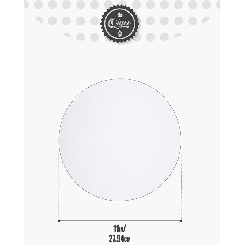 qiqee 11 Inch White Cake Boards Round 40-Packs Circles Rounds