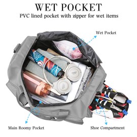 Travel Bag Sport Duffel Bag,Gym Tote Bag, Large Capacity Portable Foldable Travel Lightweight Waterproof Overnight Bag, Carry Luggage Bag for Weekender Sports, Gym, Vacation for Men Women (Gray)