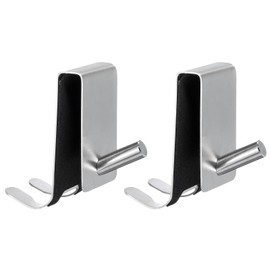 uxcell 2 Pcs Shower Door Hooks, 3 Inch Stainless Steel Extended Over Door Hooks Double Side Glass Door Hook Shower Towel Hooks for Frameless Glass Shower Door, Silver