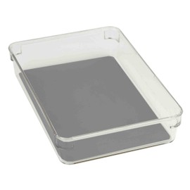 Home Basics 6" x 9" x 2" Plastic Rubber Liner Drawer Organizer, One Size, Clear