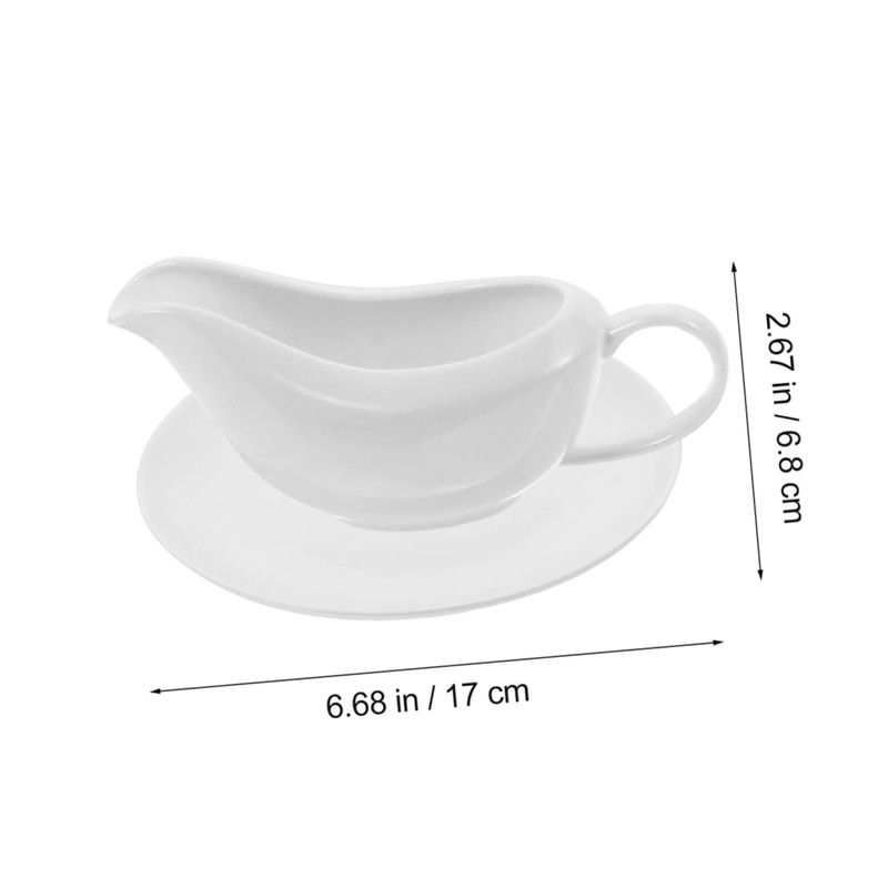 Ciieeo 1 Set Ceramic Gravy Pourer with Saucer Elegant Condiment