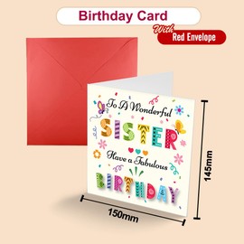 Papa Prints Birthday Cards for Sister Adult Kids Sister Birthday Card (145 x 150 mm) with Envelope Happy Birthday Card for Sister Birthday Greeting Cards