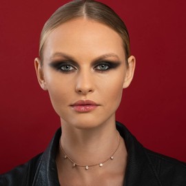 namana Rose Gold Beaded Choker Necklace for Women, Rose Gold Choker Necklace with Round CZ Charms, Rose Gold Choker Necklaces for Women, Rose Gold Choker Collar Necklaces, Jewellery Gifts for Women