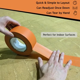 Quick Court Indoor Pickleball Court Tape - Zero Residue, Long Lasting, 2" x 230FT, Pickleball Court Tape with Instructions Included for Fast Court Marking, 4-Pack, Orange