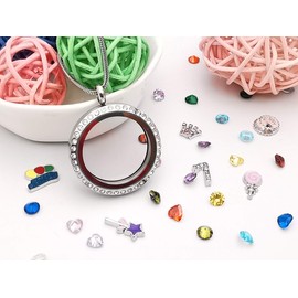 7 Year Old Birthday Gifts for Her, DIY Floating Charms Locket Living Memory Birthstones Necklace Pendant with Pretty Box