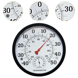 Fenteer Black Casing Hygrometer Thermometer Climate Tool Fine Font Temperature Humidity Meter for Patio Garden Kids Room