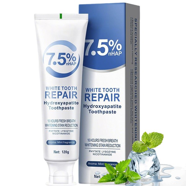 Hydroxyapatite Toothpaste, 7.5% Hydroxyapatite Toothpaste, Toothpaste hydroxyapatite, Mint Flavor, Fluoride-Free,