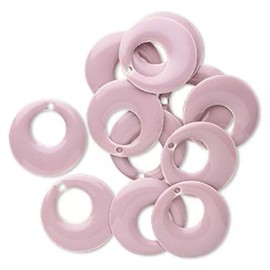 Platinum Drop, 12 Silver Plated & Dark Rose Enamel 17mm Round GO GO Charms *