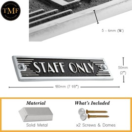 The Metal Foundry Staff Only Metal Door Sign. Art Deco Style Home Décor Accessories Door Or Wall Aluminium Plaque. Handmade In England.