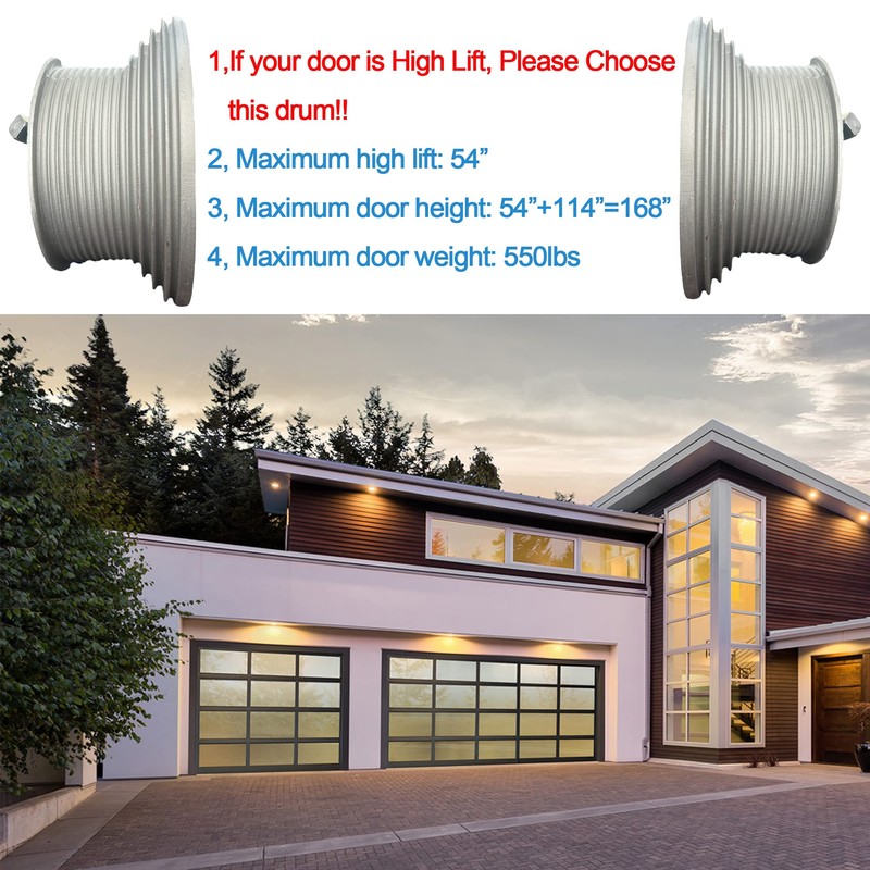Garage Door Cable Drum Replacement, for High Lift Doors, 400-54