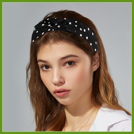 GLIDESMOOTH 1 Pcs Bowknot Headband with Bunny Ears, Hairband for Women, Black, 2.17 Inch Wide Beauty