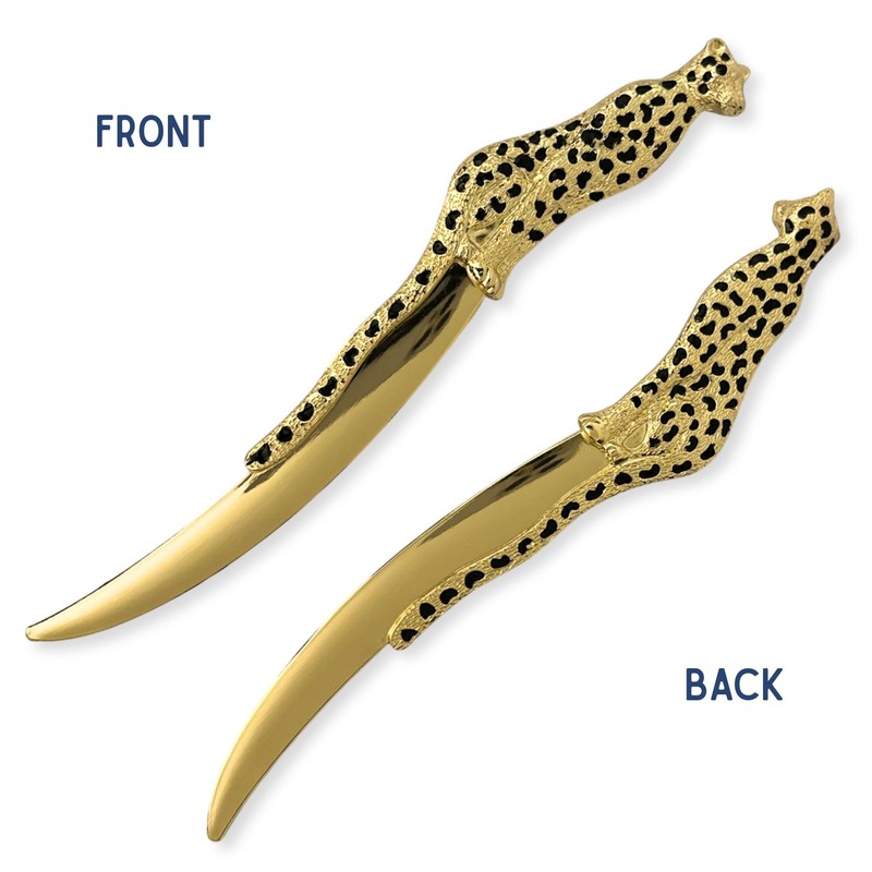 Premium Leopard Letter Opener | Gold Electroplated Desk Accessory for