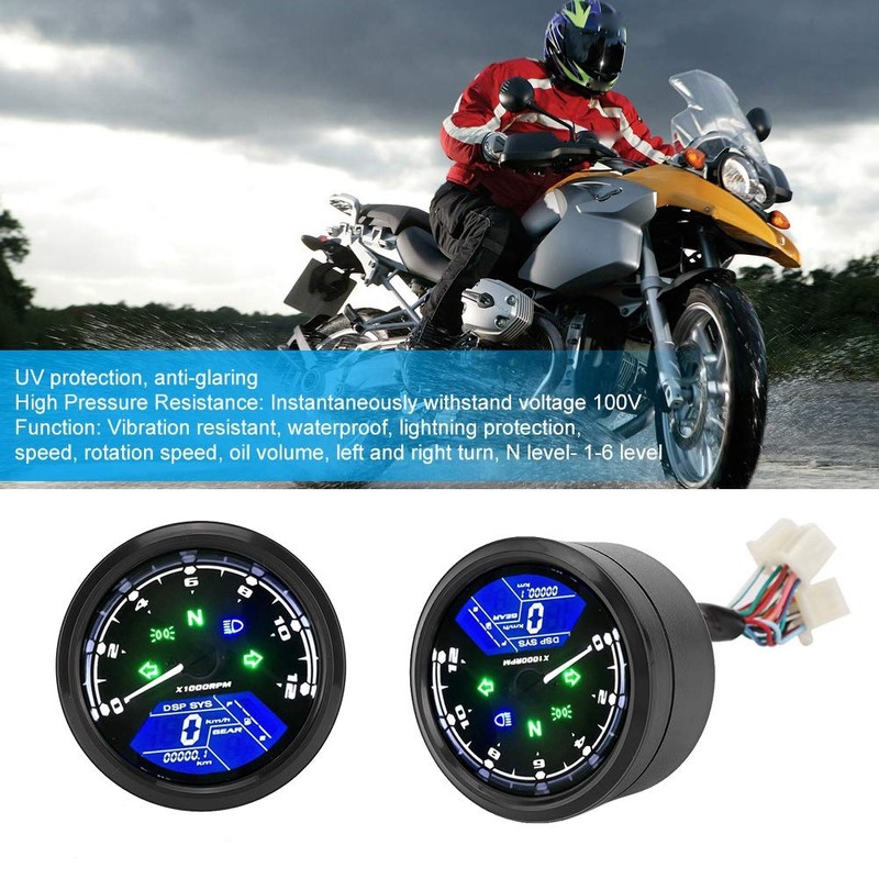 Motorcycle Speedometer, Motorcycle Digital Speedometer Multifunctional Display Waterproof Vibration-Free Digital