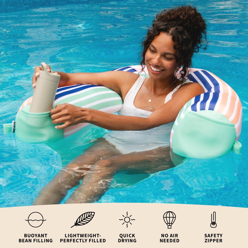 Big Joe Shaka Sling XL Pool Float, Rivera Stripe Turquoise,