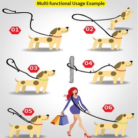 Creation Core Multi-fuctional Reflective Dog Leash with Snap Hook Adjustable Hands Free Walking Training Running Leash