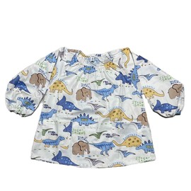 Miki Kids m-ap012 Children's Apron, Long Sleeve, Smock, For Meals, Drawing, Love Vehicles, Car Pattern, Airplane Pattern, Boys, Fully Wearable Type, With Pockets, dinosaur-3