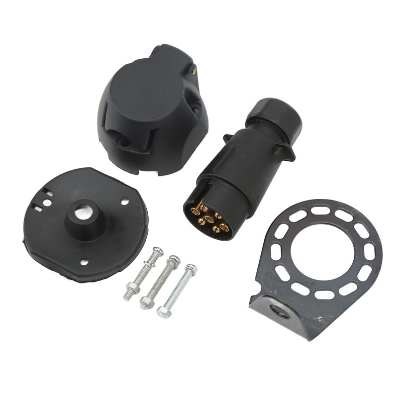 7 Pin Trailer Plug Socket with Gasket Bracket Kit Wiring