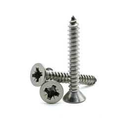 Hippo Hardware No.2 X 1/2" (2.2mm X 13mm) Pozi Countersunk Self Tapping Screws A2 Stainless Steel Tappers (Pack of 50)