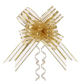 20 Pieces Pull Bow, 6 Inch Organza Large Gift Bow, Christmas, Party Birthday Gift Wedding Ribbon Bows for Wrapping Boxes or Flower Decorations, Valentine's Day Gift Decorations (Yellow&Gold)