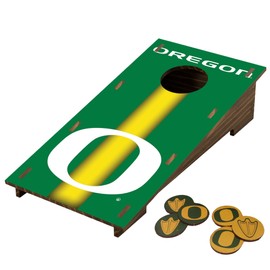 Oregon Ducks Desktop Cornhole Set with Brown Wood Grain Design & Team Logo by Fan Creations – Mini Novelty Game for Workplace, Home, or Dorm – Easy One-Time Assembly – Stress Relief
