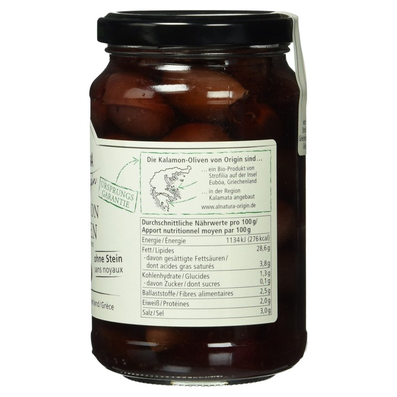 Alnatura Organic Origin Kalamon Olives without Stone, 180 g