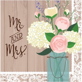 creative converting 16-count servilletas de papel, Mr y Mrs boda rústica