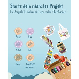 lila liebt dich® 18 Acrylic Pens for Stones, Waterproof, Stone Painting, Acrylic Markers, Acrylic Pens Waterproof, Stones Painting Pens