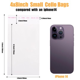 LOMIMOS 200pcs Self-Sealing Transparent Bag, Resealable Cellophane Adhesive Clear Plastic Packing Bag for Birthday Wedding Party Decoration, 3.9X7.9in