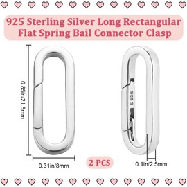 Beebeecraft 1 Box 2Pcs Spring Oval Ring 925 Sterling Silver Round Trigger Snap Clip Hook Buckle Carabiner Lock Clasps Connector Fastener Gate Rings for Keychain Jewelry Making DIY Crafts Accessories