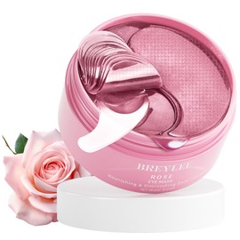 BREYLEE Pink Rose Eye Mask– 60 Pcs - Puffy Eyes and Dark Circles Treatments – Look Younger and Reduce Wrinkles and Fine Lines Undereye, Improve and Firm eye Skin - Pure Natural Material