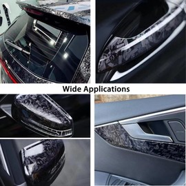 Forged Carbon Fiber Wrap for Cars, High Gloss Car Wrap Vinyl Roll, PVC Self-Adhesive Auto Decal Film Body Interior Wrapping Folie Stickers Coating 1ft x 10ft