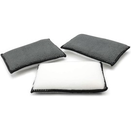 3 esponjas de fregado para interiores de auto de 12.7 x 7.6 cm (5" x 3"), esponjas de microfibra para lavado de autos, almohadillas de limpieza para detallado de autos, esponjas de limpieza de