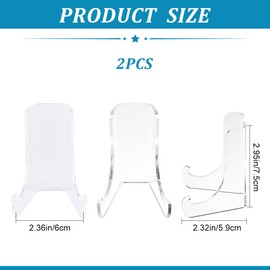 GORGECRAFT 2Pcs 3 Inches Clear Flat Back Acrylic Plate Easel Display Stands Holders Picture Frame Book Stand for Display Decoration, Challenge Medals, Photo, Baseball Sports Trading Cards