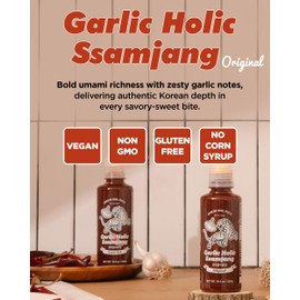Korean Garlic Holic Ssamjang - Spicy and Sweet Seasoned Bean Paste for Korean BBQ Essential, Barbecue Dipping Sauce, Mix of Gochujang & Deonjang - Vegan, Non-GMO, 10.1 oz.