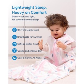 TOTCHILL - Saco de dormir para bebé de 15 a 24 meses, mantas cómodas y suaves, sacos de dormir de 0.5 TOG con cierre de 1 vía, unisex, paquete de 3, Delicia rosa, 15-24 Meses