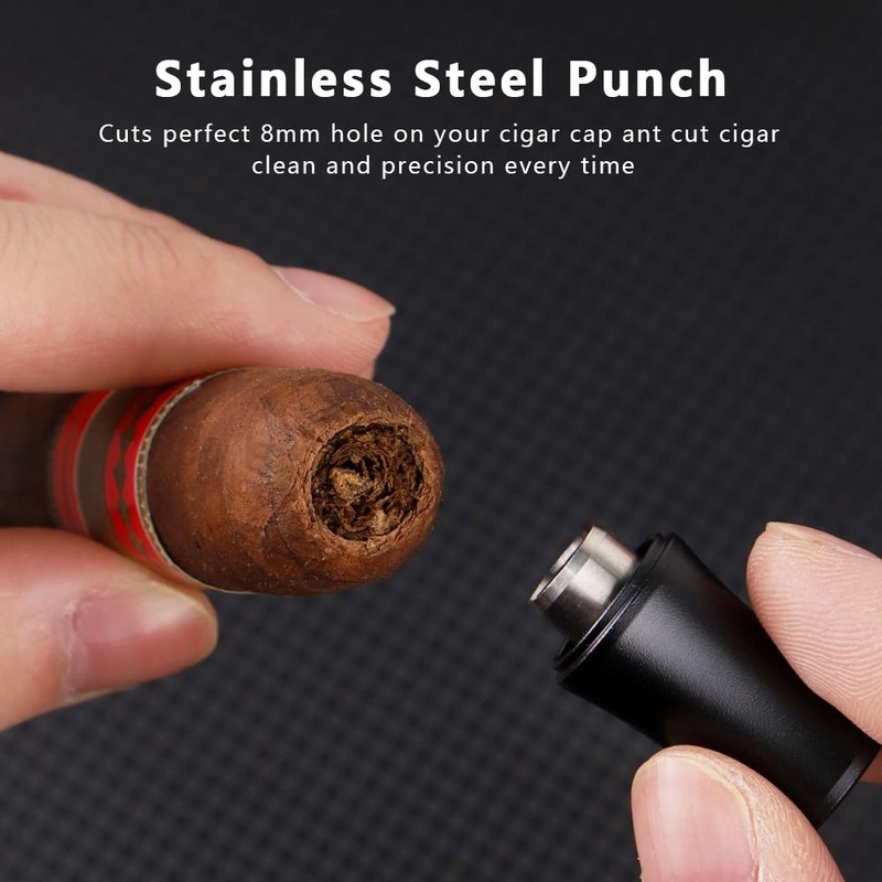 KEENSUN 3-in-1 Cigar Punch Tool Set with Cigar Punch(8mm), Cigar
