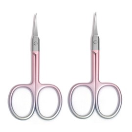Motanar 2pcs Gold Silver Eyebrow Scissor Makeup Manicure Scissors Nails Cuticle Scissors Eyebrow Eyelashes Epilator Face Hair Removal Tools (Pink A)