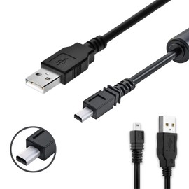 Wetco Black Durable USB 2.0 A to 8-Pin Mini B Cable w/Ferrite - 4.9ft / 1.5M for Digital Camera Cellular Phones MP3 of Nikon/Fuji/Sony/Olympus/Panasonic transfers Data