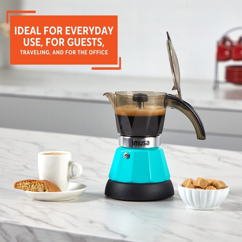Imusa 3 or 2cup Electric Espresso Maker, Teal