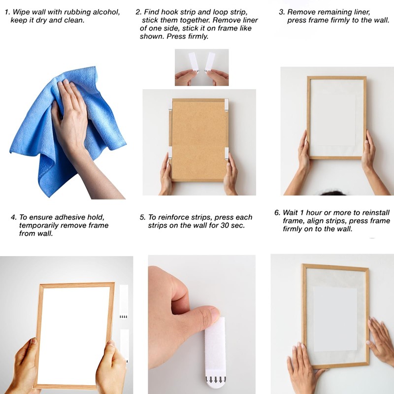 MJFENDAI Picture Hanging Strips Heavy Duty, 30-Pairs(60 Strips) No Nails