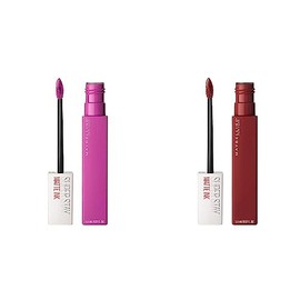 Maybelline Labial Líquido Matte Larga Duración Superstay - Ink 35 Creator y 50 Voyager, 5 g                                                           