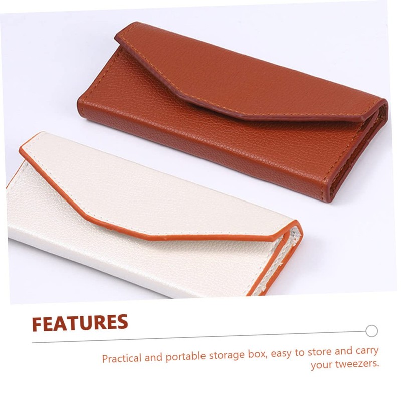 FOMIYES 2pcs Elegant Eyebrow Tweezers Storage Box Pu Material Organizers