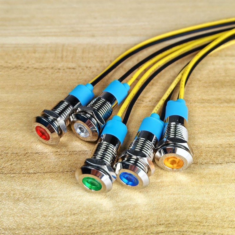 Gebildet 5Pcs 8mm 1LED Metal Indicator Light 110V-220VAC Waterproof Signal